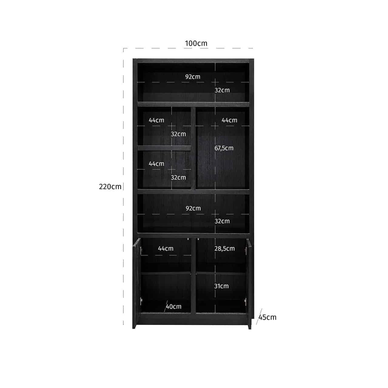 Boekenkast Oakura 2-deuren (Black) by Richmond Interiors