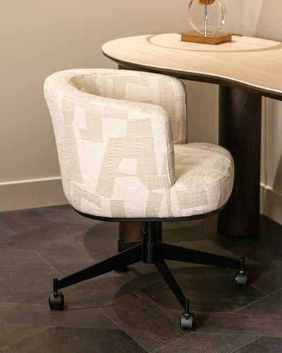 Draaistoel Rochenne met wielen beige graffic by Richmond Interiors