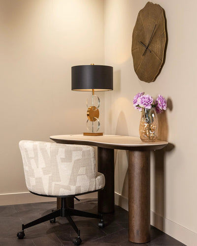 Draaistoel Rochenne met wielen beige graffic by Richmond Interiors