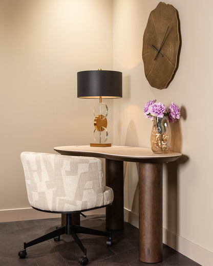 Draaistoel Rochenne met wielen beige graffic - depauwwonen