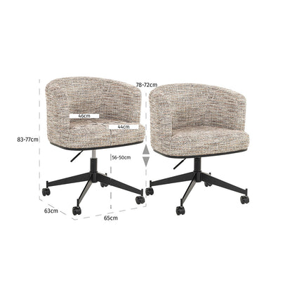 Draaistoel Rochenne met wielen trendy nature - depauwwonen