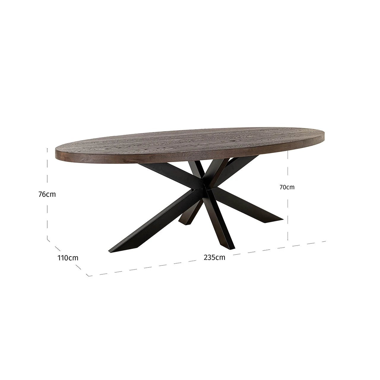 Eettafel Watson bruin 235 incl. spinpoot zwart (donkerbruin) by Richmond Interiors