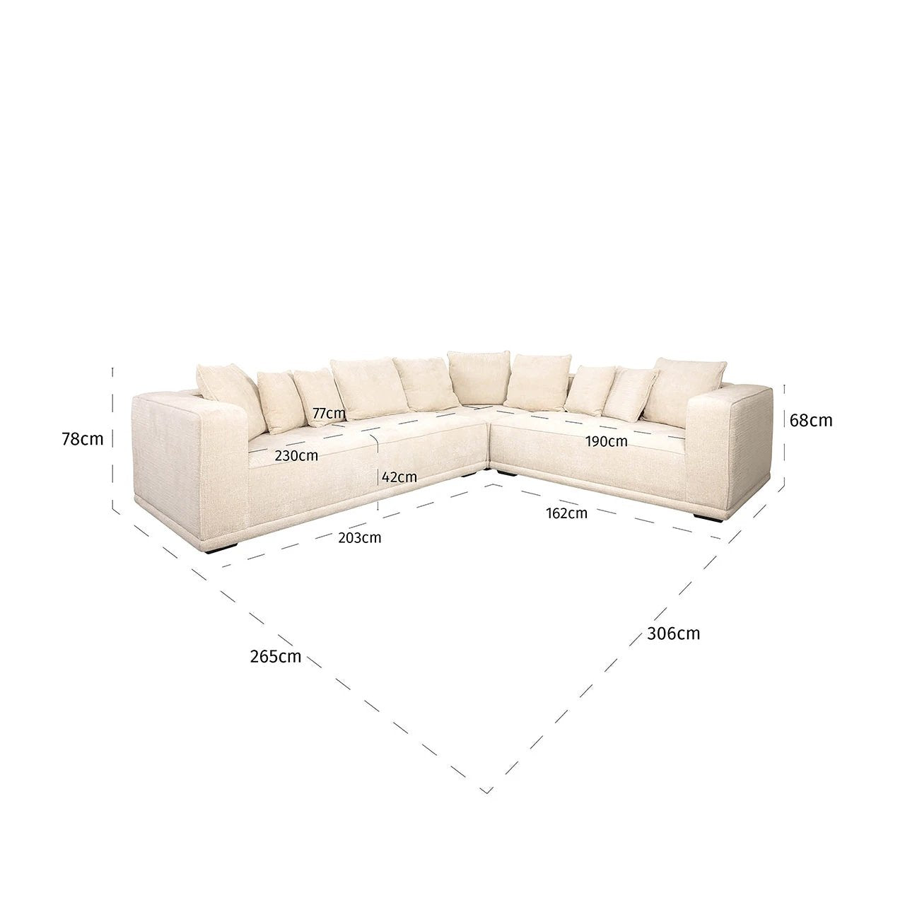 Hoekbank Lusso beige chenille by Richmond Interiors