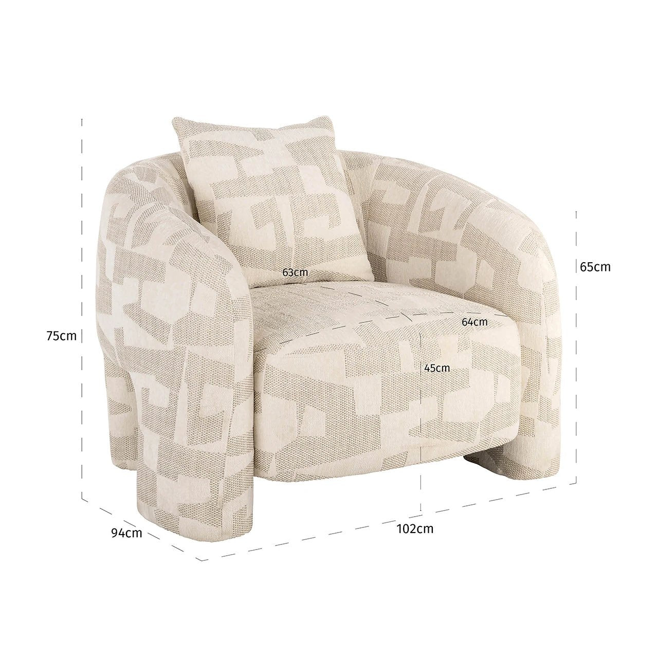 Lounge fauteuil Tuscany beige graffic by Richmond Interiors