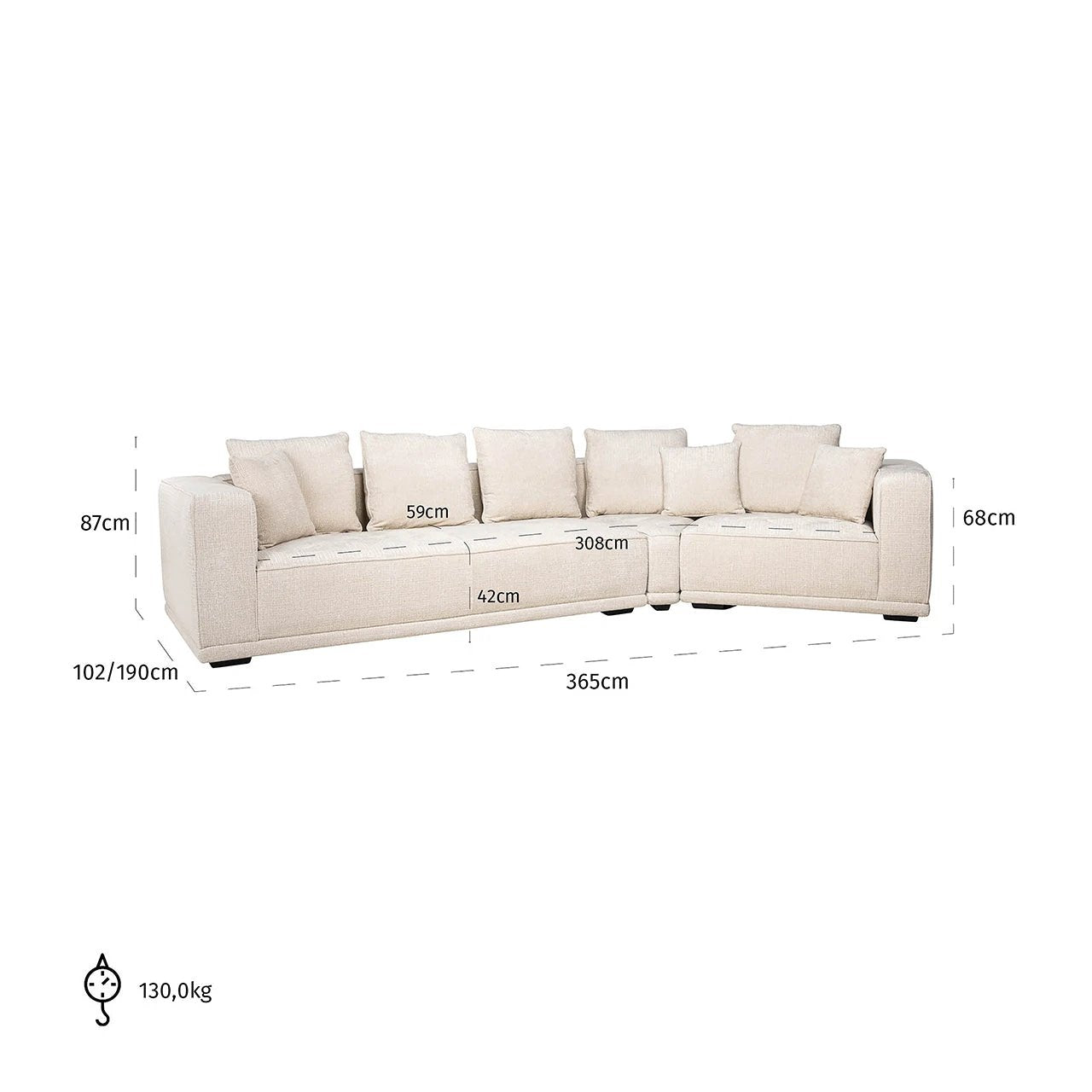 Sofa Lusso 4-zits beige chenille by Richmond Interiors