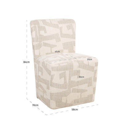 Stoel Lorain met wieltjes beige graffic - depauwwonen