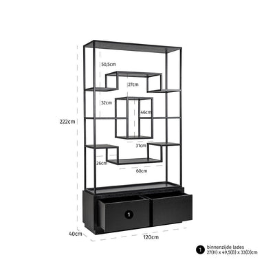 Wandkast Bonvoy black 2-laden (Black) by Richmond Interiors