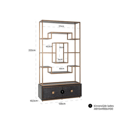 Wandkast Hunter 2-laden (Black rustic) by Richmond Interiors
