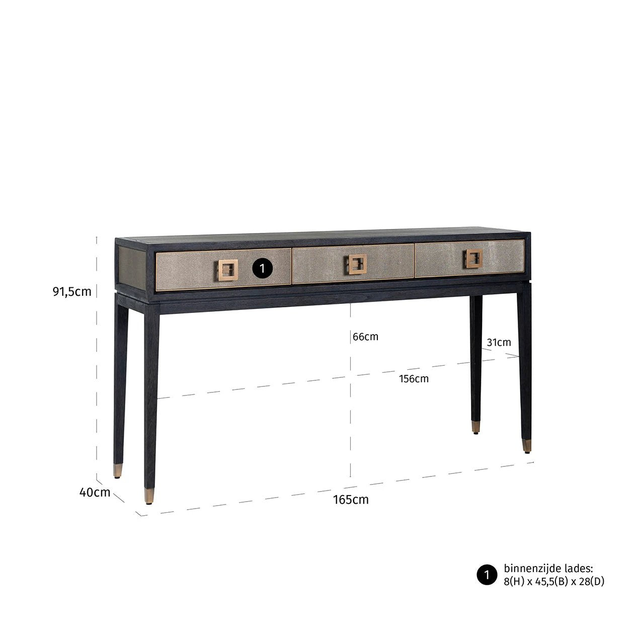 Wandtafel Bloomville 3-laden (Gold) by Richmond Interiors