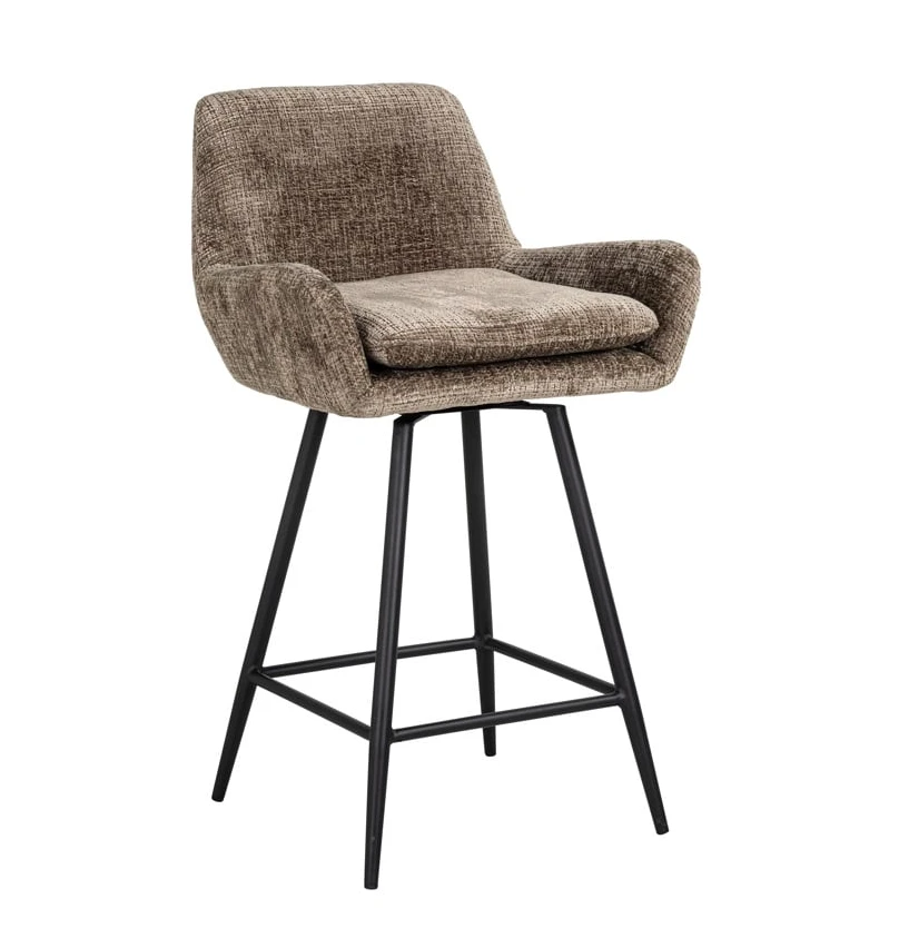 Draai Barstoel Linsey Stone Chenille - Laag by Richmond Interiors