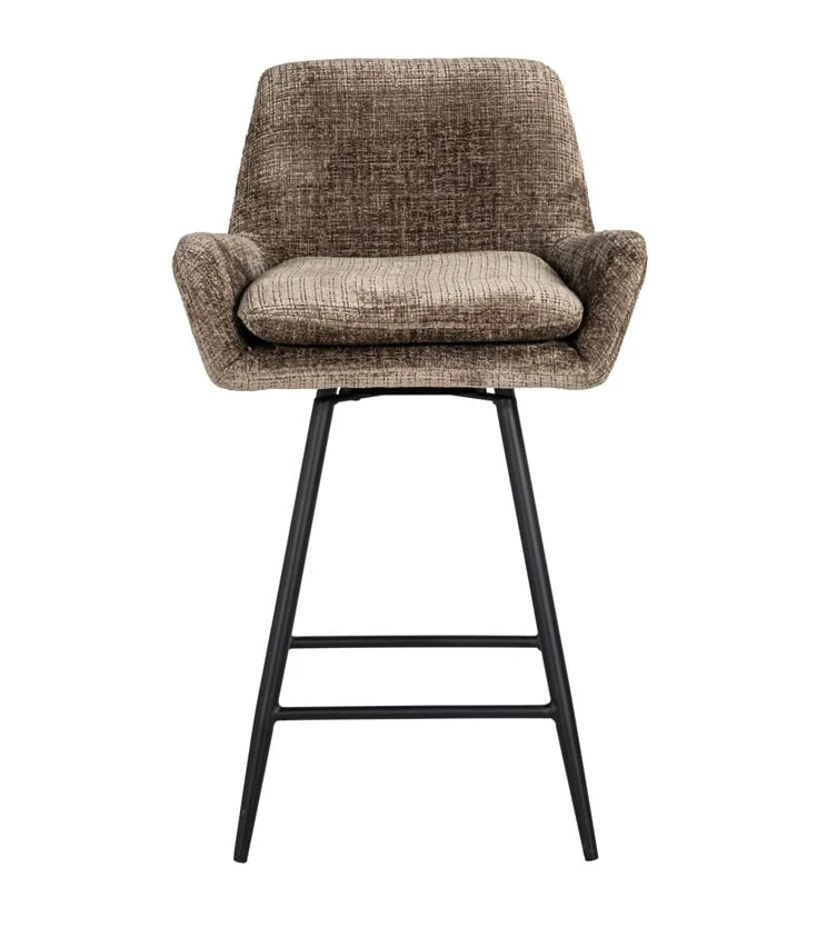 Draai Barstoel Linsey Stone Chenille - Laag by Richmond Interiors