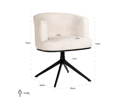 Draai Eetkamerstoel Cheyenne Beige Chenille by Richmond Interiors