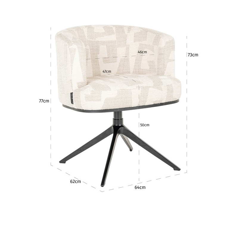 Draai Eetkamerstoel Cheyenne Beige Graffic - depauwwonen