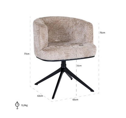 Draai Eetkamerstoel Cheyenne Lovely Beige - depauwwonen