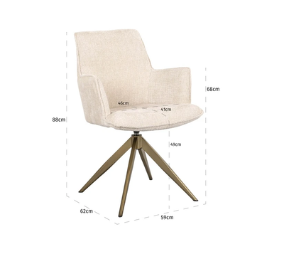 Draai Eetkamerstoel Dakota Beige - leuning by Richmond Interiors
