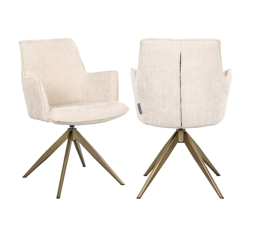 Draai Eetkamerstoel Dakota Beige - leuning - depauwwonen