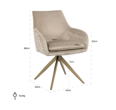 Draai Eetkamerstoel Lisonne Be Trendy Nature / Khaki by Richmond Interiors