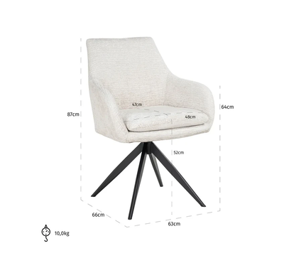 Draai Eetkamerstoel Lisonne Cream Fusion by Richmond Interiors