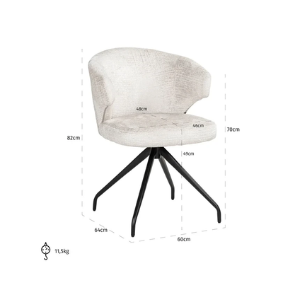 Draaibare Eetkamerstoel Milly Cream Fusion by Richmond Interiors