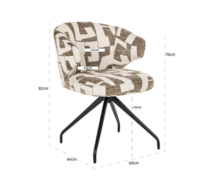 Draaibare Eetkamerstoel Milly Moss Graphic by Richmond Interiors