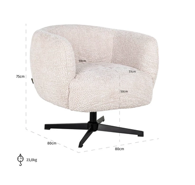 Draaifauteuil Estelle Cream by Richmond Interiors