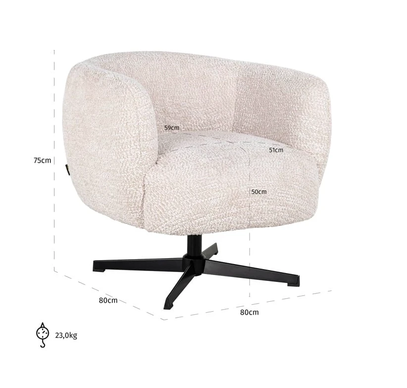 Draaifauteuil Estelle Cream by Richmond Interiors