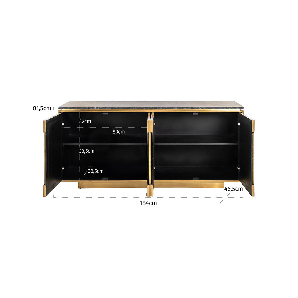 Dressoir Finsbury 4-deurs (Zwart/goud) - depauwwonen