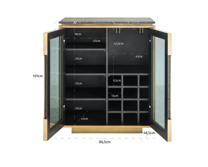 Dressoir Finsbury zwart/goud - 2 deuren - depauwwonen
