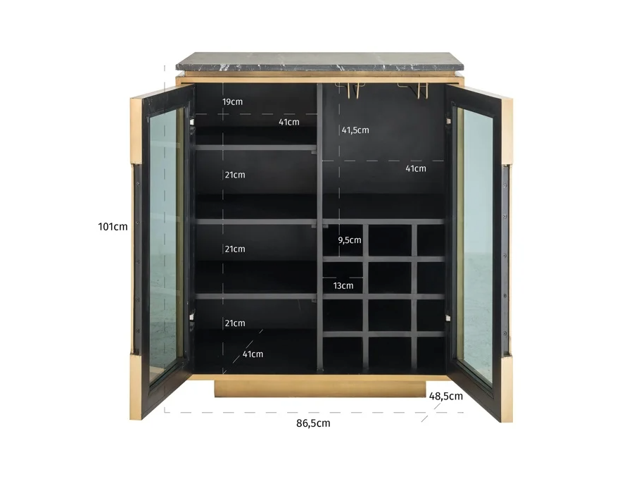 Dressoir Finsbury zwart/goud - 2 deuren - depauwwonen