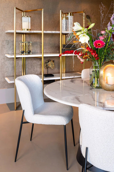 Eetkamerstoel Darby White Bouclé Black (set van 2) by Richmond Interiors