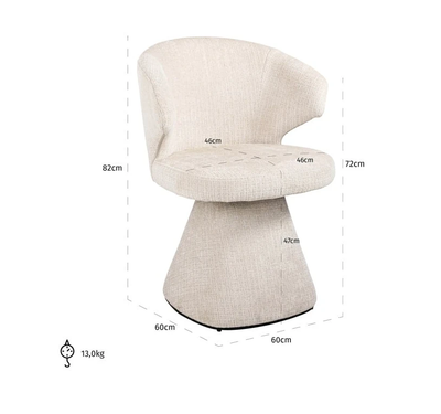 Eetkamerstoel Gatsbi Beige Chenille brandvertragend by Richmond Interiors