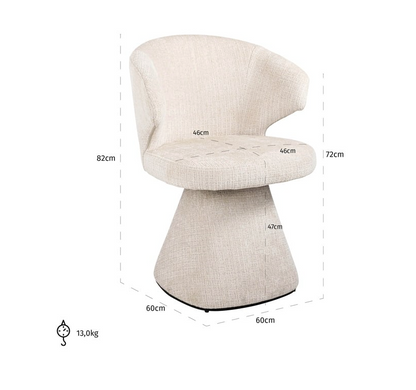 Eetkamerstoel Gatsbi Beige Chenille brandvertragend - depauwwonen