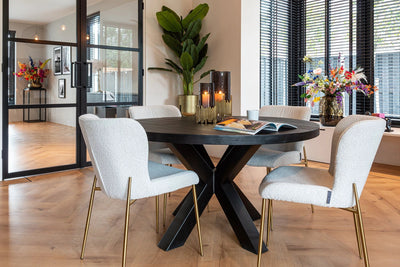 Eetkamerstoel Odessa White Bouclé Brushed Gold by Richmond Interiors