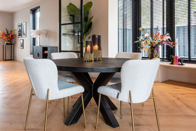 Eetkamerstoel Odessa White Bouclé Brushed Gold by Richmond Interiors