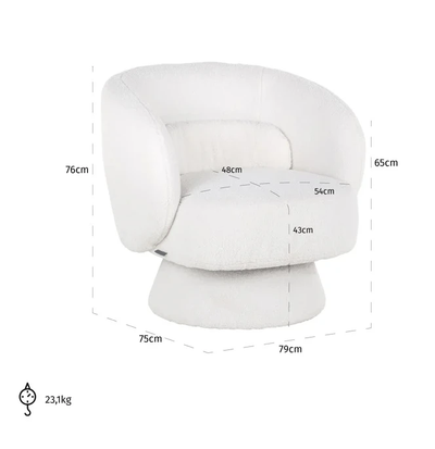 Lounge Stoel Senna White Furry by Richmond Interiors