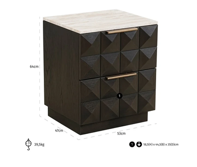 Nachtkastje Claremont - 2 Laden by Richmond Interiors