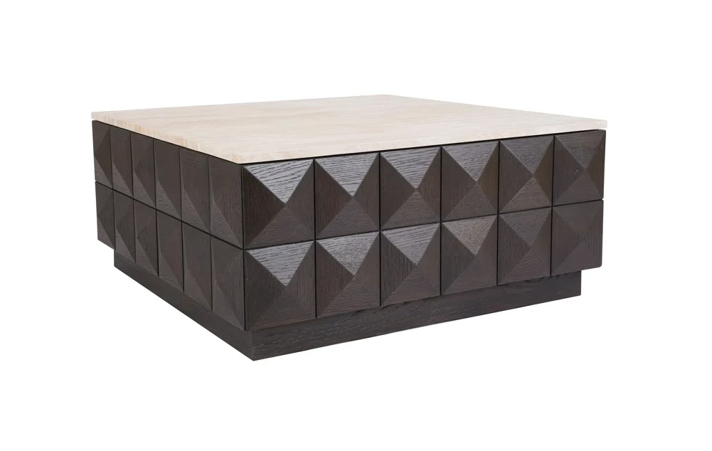 Bruine salontafel Claremont van Richmond Interiors met houten afwerking en strak design, geschikt voor moderne woonkamers.