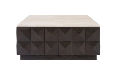 Bruine salontafel Claremont van Richmond Interiors met houten afwerking en moderne uitstraling, geschikt voor woonkamer.