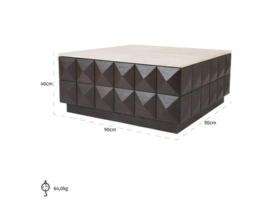 Bruine salontafel Claremont van Richmond Interiors met houten afwerking en modern design, zichtbaar in de afbeelding.