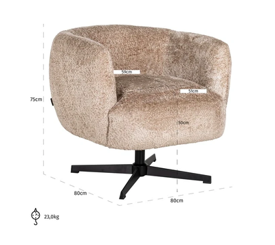 Draaifauteuil Estelle Sheep Nature by Richmond Interiors
