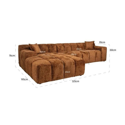 Sofa Cube Cinnamon 3-zits + lounge links by Richmond Interiors