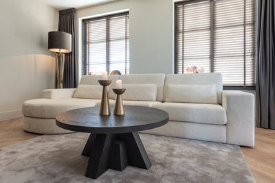 Sofa Felix 2,5-zits + lounge links rond white chenille by Richmond Interiors