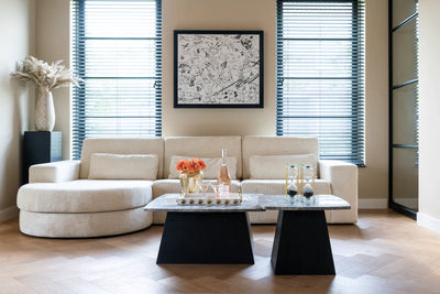 Sofa Felix 2,5-zits + lounge rechts rond white chenille by Richmond Interiors