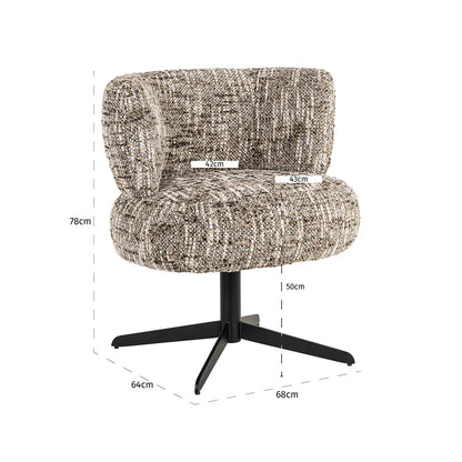 Stoel Alexis Brown Omara - draaipoot - depauwwonen