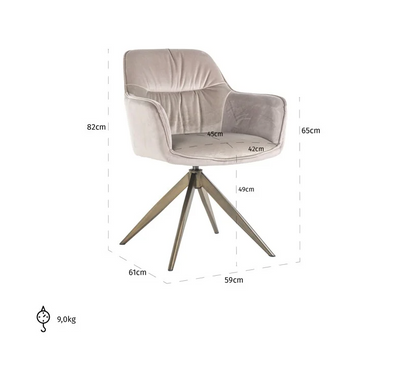 Stoel Aline Khaki Velvet - brandvertragend - depauwwonen