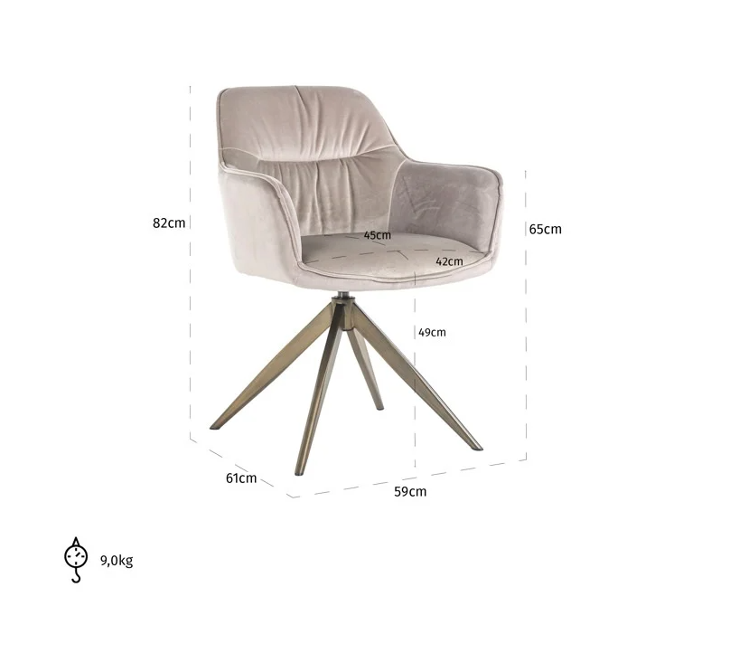 Stoel Aline Khaki Velvet - brandvertragend - depauwwonen