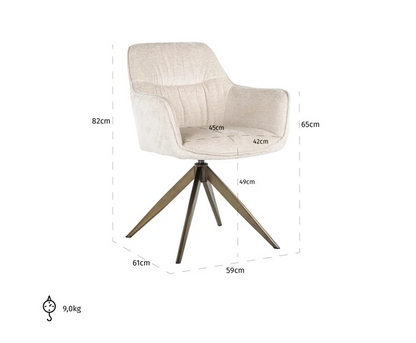 Stoel Aline White Chenille - brandvertragend - depauwwonen