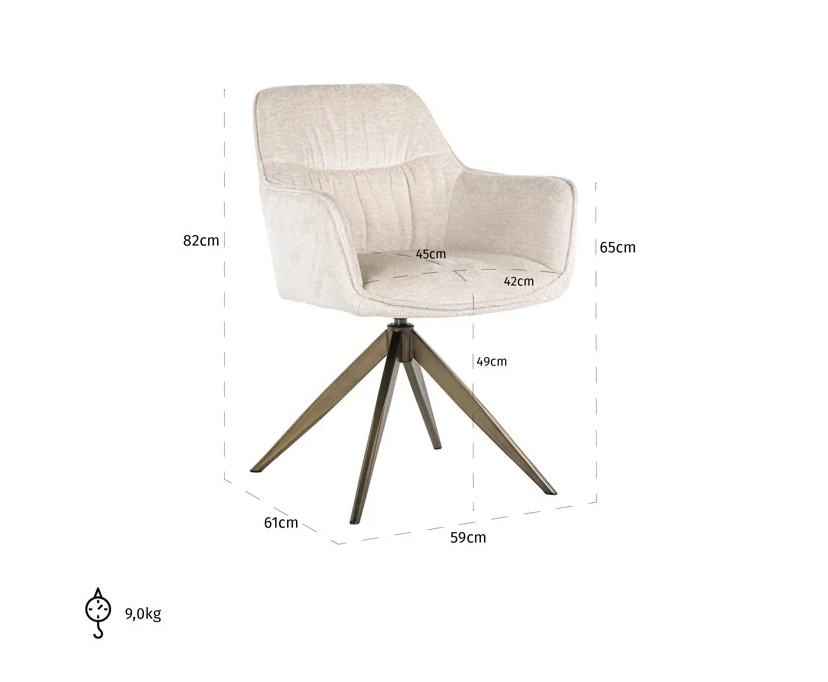 Stoel Aline White Chenille - brandvertragend - depauwwonen