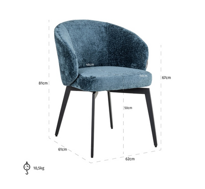 Stoel Amphara Blue Chenille - depauwwonen