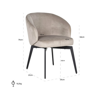 Stoel Amphara Khaki Velvet - depauwwonen